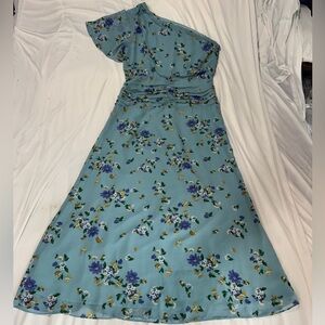 Vintage Y2k Cottage core Womens Dress Blue Floral 90s 
size L